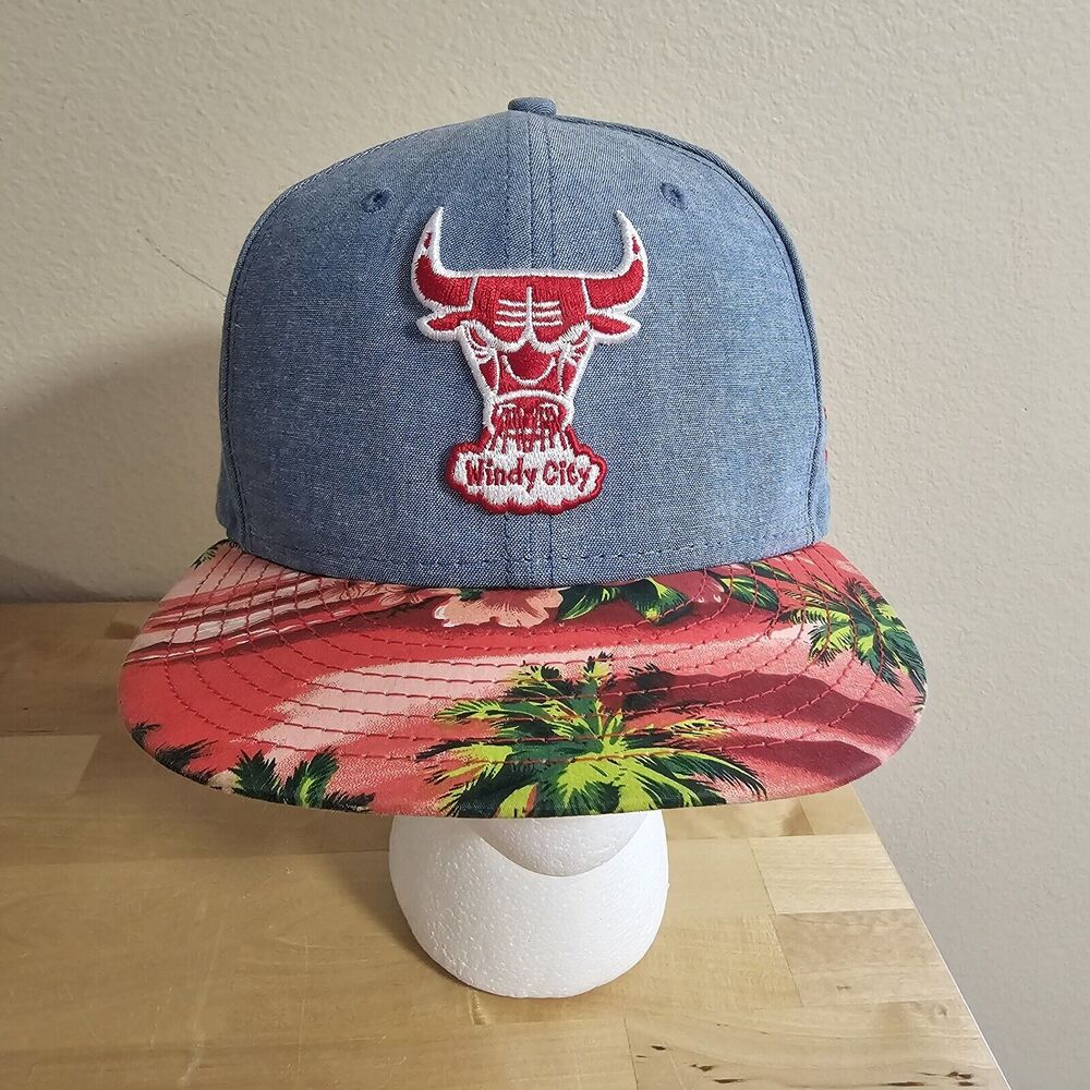 Chicago Bulls NBA Windy City Hat New Era 9Fifty Floral Leather StrapBack‎ Cap